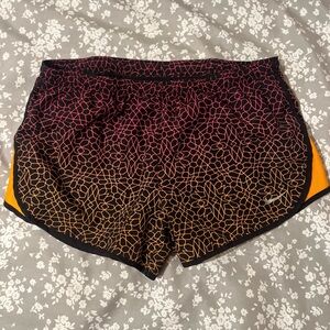 Nike Women's Black and Orange Athletic Shorts